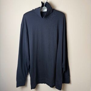 Lands End Super-T Turtleneck Mens Big 2XL 50-52 Black Cotton LS Shirt Basic